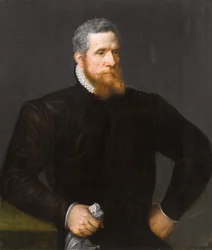Portrait of a Bearded Man in Black, Holding a Handkerchief
